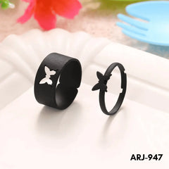Butterfly Couple Ring Elegant Stylish Durable Design Symbol Of Love And Commitment For Couples Adjustable Size - Black