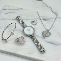 Elegant Heart & Stone 5-Piece Women’s Jewelry Gift Set ~ Imported