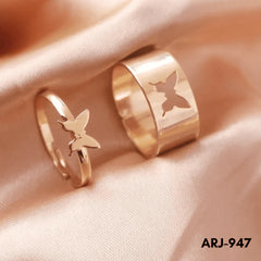 Butterfly Couple Ring Elegant Stylish Durable Design Symbol Of Love And Commitment For Couples Adjustable Size - Black