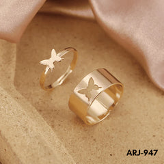 Butterfly Couple Ring Elegant Stylish Durable Design Symbol Of Love And Commitment For Couples Adjustable Size - Black