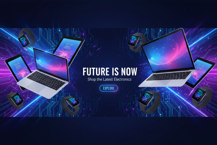 Electronics banner 1500 x 700 in size